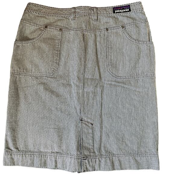Patagonia Denim Stripe Organic Cotton Button Front Skirt size 10 - Picture 2 of 6